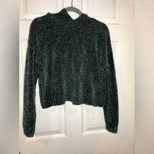 Green sweater with hood